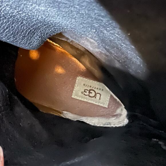 Ugg Laurin Mid Calf boots Black suede, Australian Lamb Fur sz 10 - Picture 2 of 7